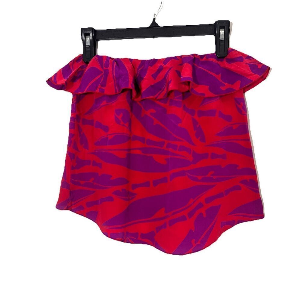Amanda Uprichard Tube Top Womens‎ XS Silk Ruffled Baby doll Abstract Blouse